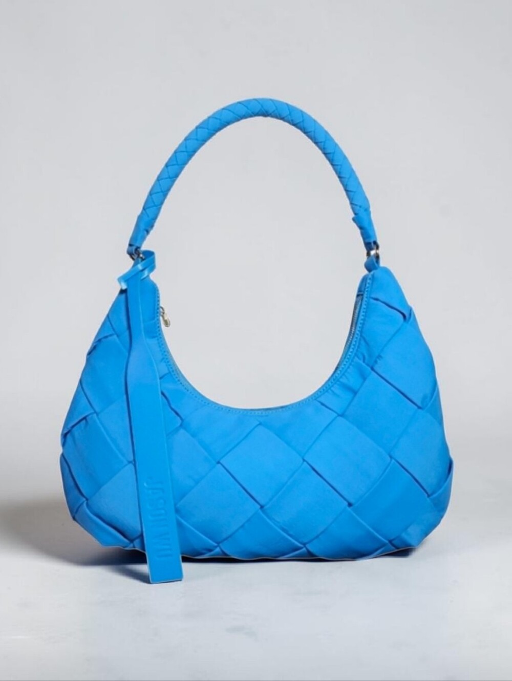 Jason Wu Nylon Woven Hobo Shoulder Bag Vista Blue Half Moon Large Puffer